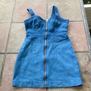 Betsey Johnson Blue Denim Zip-Front Mini Dress
